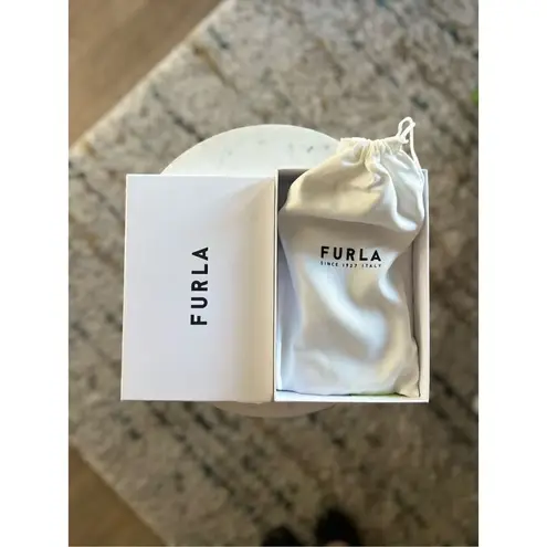 Furla Classic Credit Card Case Leather Wallet Wristlet, Black, Wrist Strap, NWT