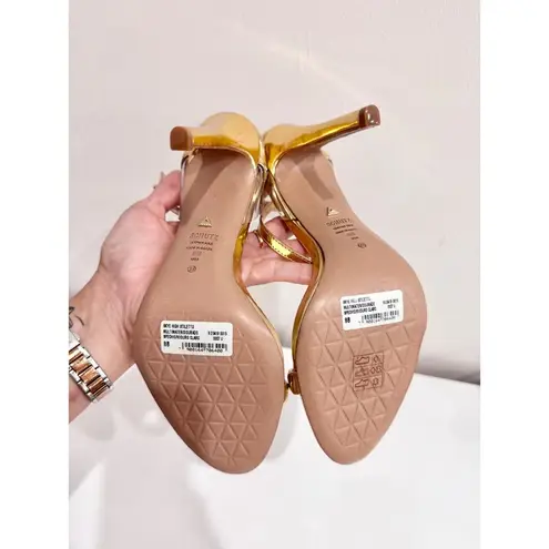 Schutz Skye Vinyl & Specchio Leather Stiletto High Heels Gold Women's Size US 8