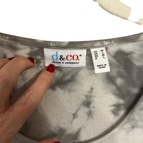 Denim & Co Gray Tie Dye Terry Short Sleeve Scoop Neck Dress Size Medium