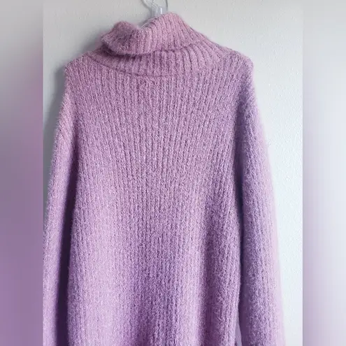 Lulus Sweet Whispers Mauve Multi Eyelash Knit Turtleneck Sweater Dress Pink Size L