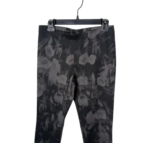 Clara Sun Woo Monochrome Pull on Legging Pants Size M Stretch Knit Floral Black Size M