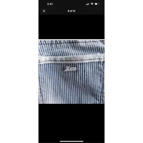 ZCO Jeans Premium Blue Striped Denim Jean Shorts Distressed Junior Size 1 Cotton