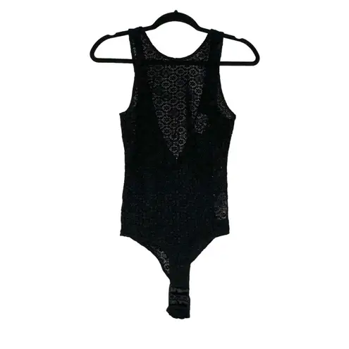 Ganni NEW Lace Black Sleeveless Twist Back Bodysuit XS