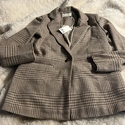 Z Supply NWT  Anna Plaid Blazer - Milkshake