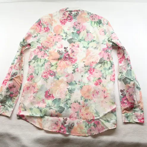 Sézane NWT PIERRO SHIRT Romantic flowers PINK GREEN COTTON SZ 34 US2 bust36