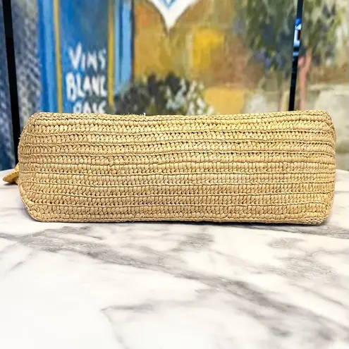 Sézane Isabelle Raffia Embroidered Daisy Bag Chain Flowers Cream White EUC