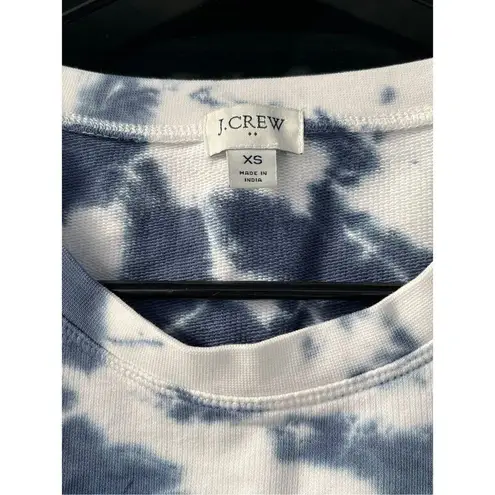 J.Crew 0207  White Blue Tie Dye Sweatshirt Size XS 100% Cotton