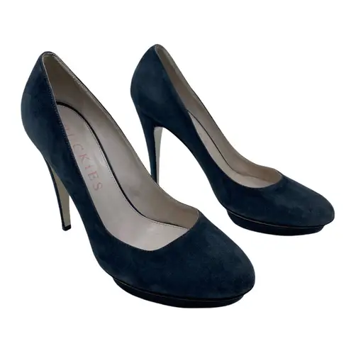 Chuckies Blue Suede High Heel Shoes Platform Pumps‎ Women's Size EU 38.5 US 8.5