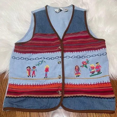 Vintage Casey & Max Embroidered Vest