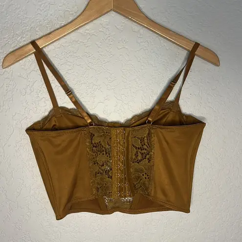 NEW Mono B Brown Lace Bustier Bra Medium Lacy Lace Sexy Date Night Peekaboo