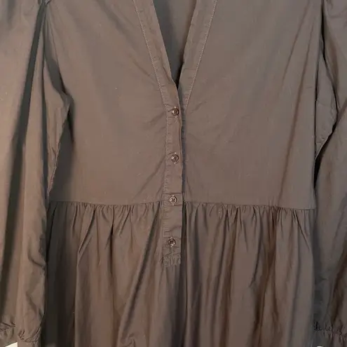 Nation Ltd Brown Ruffle Tiered Maxi Dress M Boho Cottagecore V-Neck Button Front