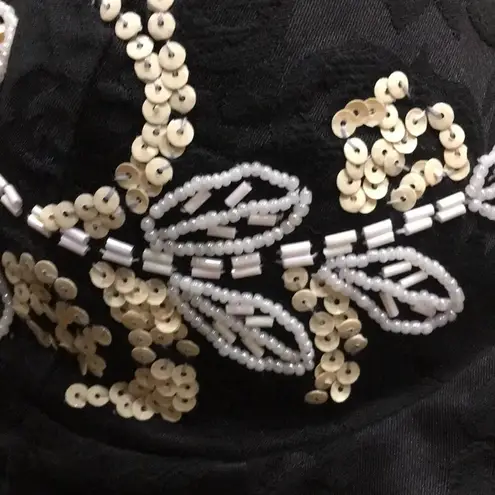 Scarlett Bustier Black Floral Tapestry Beaded Sequins Lace Pleated Large