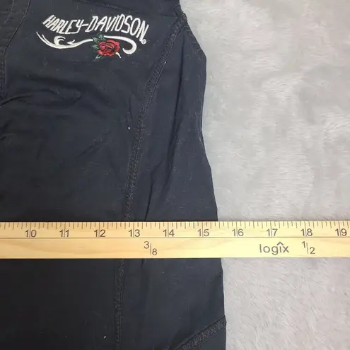 Harley Davidson  90's COllared V Cut Vest‎ Tank Snap Buttons Size Small Womens - Image 3