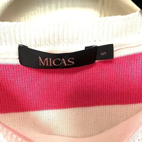Micas pink and white striped cropped sleeveless top size small