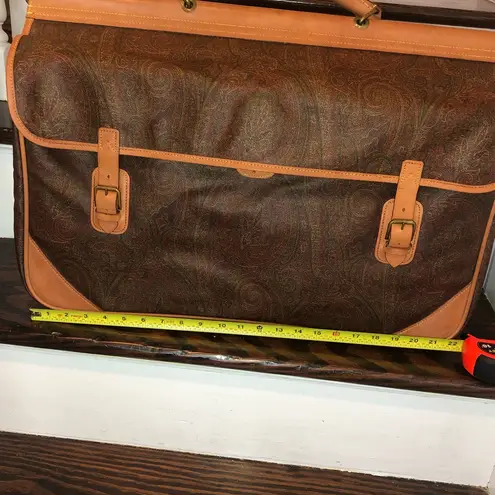 ETRO Milano Red Paisley Coated Canvas Vachetta Double Sides Travel Bag 55cm