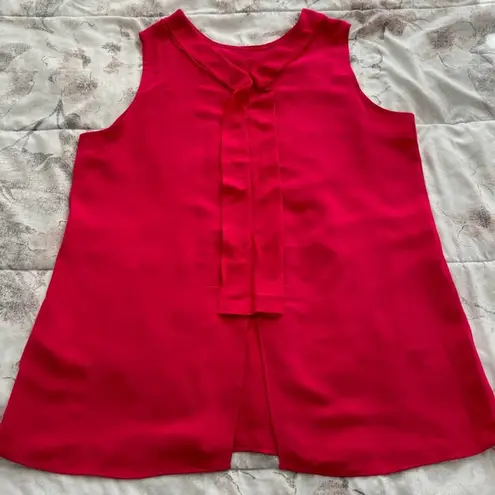 3.1 Phillip Lim hot pink 100% silk ruffle front slit blouse, size 6 sleeveless