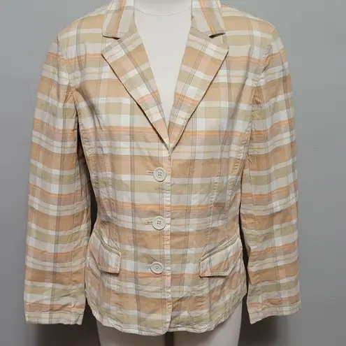Ny&co NY& peach plaid woven blazer size 12
