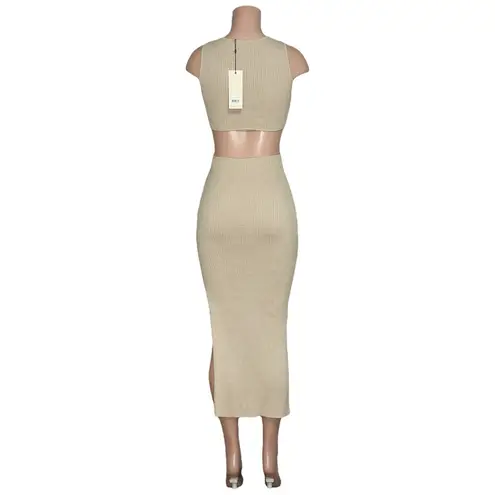 Bec & Bridge Riviera Cut-Out Knit Twist Midi Dress, Sand, 2 (US)