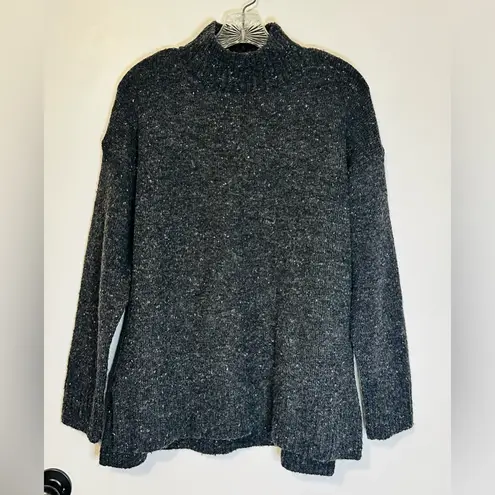 Well Worn Nep Yarn Sweater Women’s Size M Cozy Mock Neck Dark Gray Speckled