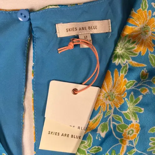 Skies Are Blue Anthropologie Aquatic Floral Tropical Surplice Romper Size M