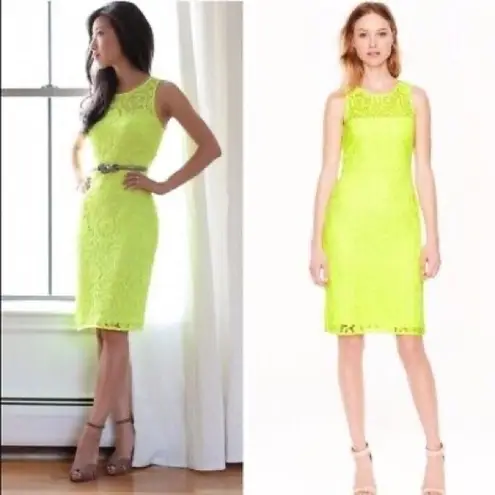 J.Crew  Collection Neon Yellow Lace Sheath Dress