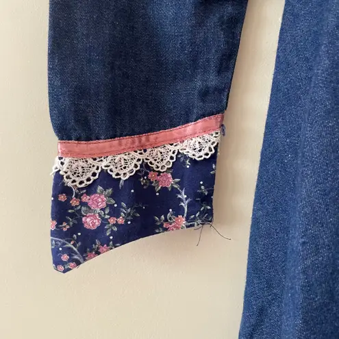 Gunne Sax 70s vintage calico denim midi prairie dress