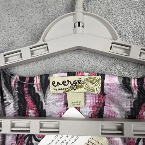 One World Energe by Shirt Blouse L Embellished Brown Beige Floral Y2K Fairy