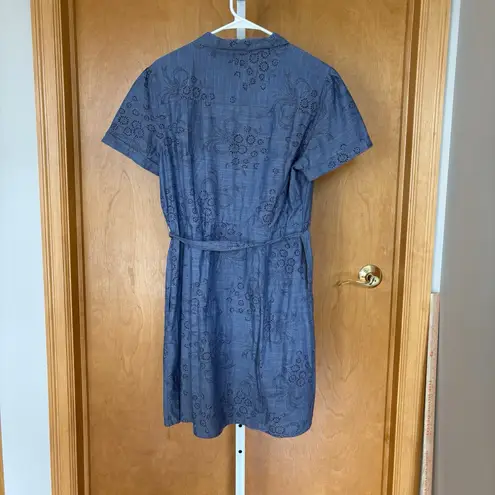 Untuckit For Her Womens Georgia Chambray Paisley Shirt Dress Size 12 Blue