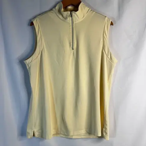 Coral Bay Golf Yellow Sleeveless Mock Neck 1/4 Zip Tank Blouse Size Large