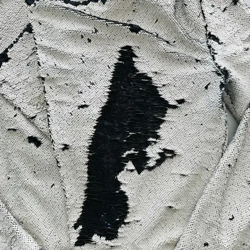 Cupcakes & Cashmere Moto Sequin Jacket Size M Cream Black Reversible Detail Size M