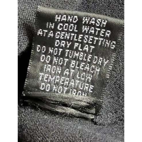 Yuka Vintage Faux Fur Trim Funnel Neck Knit Top Small Black