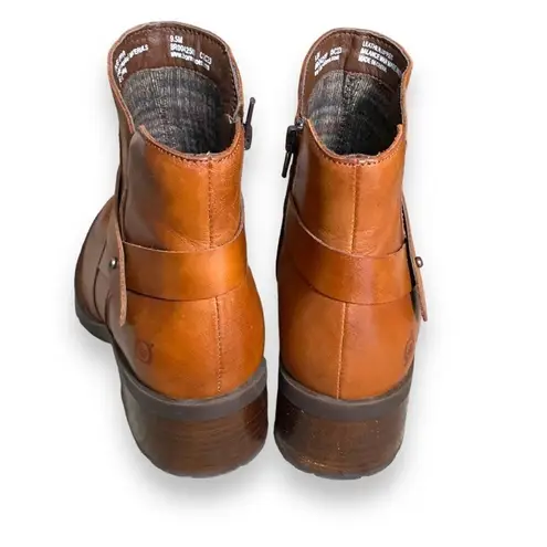 Born Tori Ankle Boots Brown Ankle Strap Detail Leather Side Zip Size 9.5 Brown