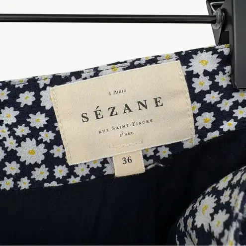 Sézane Pacome Floral Wrap Mini Skirt | Sz 36 (US 4) | Navy Blue Mini Daisy Print