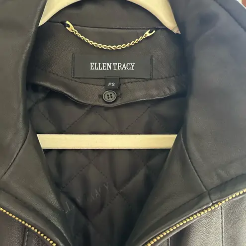 Ellen Tracy 100% genuine Black Leather Jacket lined with pockets