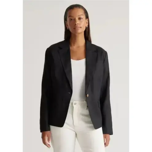 Quince 100% European Linen Structured Blazer in Black Size XL Office Academia