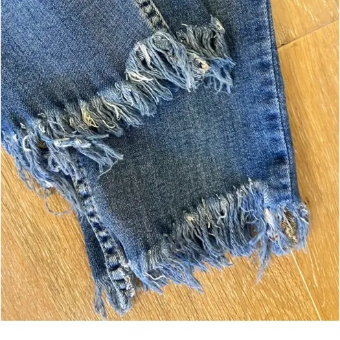 Free People  Great Heights Fringe Frayed Hem Denim Skinny Jeans Size 29 Boho