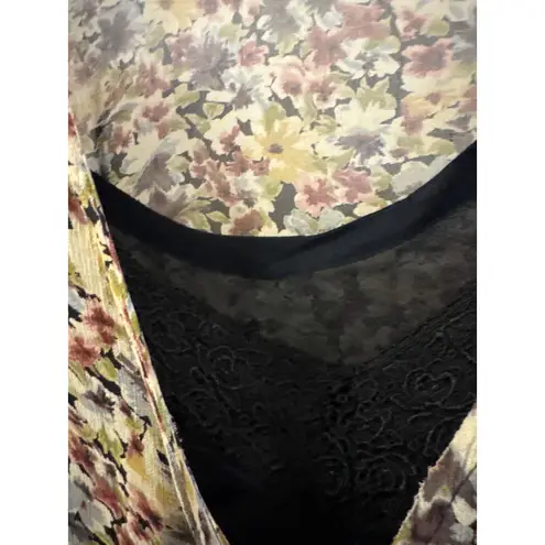 Vintage Nostalgia‎ Prairie Dress Rayon Floral Print Size Medium Short Sleeve