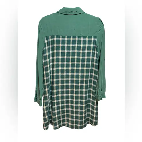 Andree by Unit Bold Green Oversized Floral Embroidered Button-Down Artsy Indie Vibes Sz S Indie