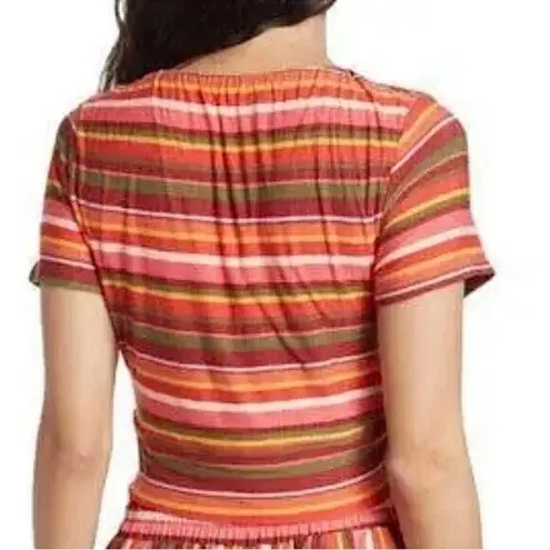 BCBGMAXAZRIA BCBGeneration vibrant stripes scoop neck crop soft jersey knit large  (b4)