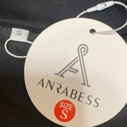 NEW Anrabess Womens Black Long Sleeve V Neck Collared Polo Sweatshirt Top Size S