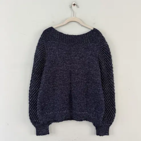 Tommy Bahama NWT  Shimmer Balloon Sleeve Island Navy Blue Wool Blend Sweater