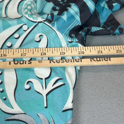 Reborn Dress Womens 1X Blue Damask Print Short Sleeve Pullover Summer Party