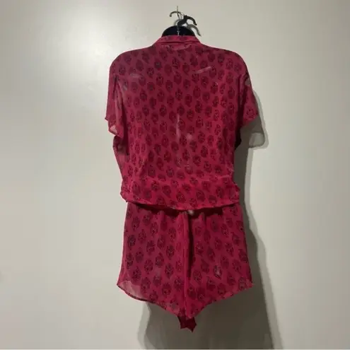 PINK - Victoria's Secret Victorias Secret Pink Paisley Sheer Pajama Set Top Shorts Sz Large Y2K