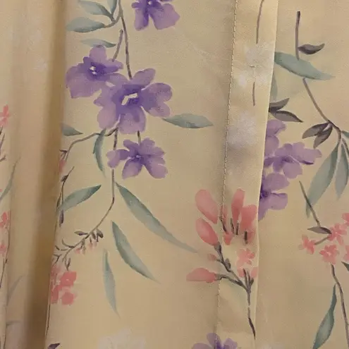 Vintage Bentley Womens Mini Skirt Size 10 26” Ivory Floral Pink & Purple Print - Image 2