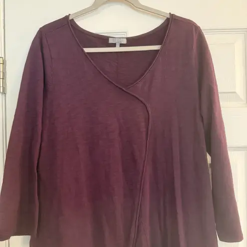 Habitat Asymmetrical Dress Sz LG Wine Lagenlook Pointed Hem 3/4 Sleeve Oversized
