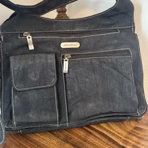 90s Vintage Eddie Bauer Black Multi Compartment Crossbody Bag Large Y2K Grunge