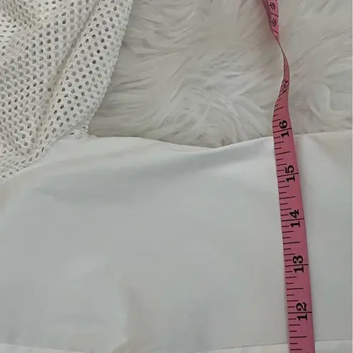 Akris Punto Cotton Stretch Cream Button Down Shirt Mesh Detail Sleeves S - Image 9