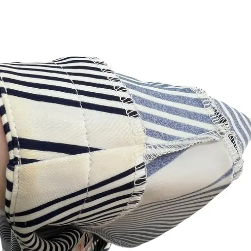 Jude Connally Striped Dress Short Sleeve White Navy Blue Size Medium