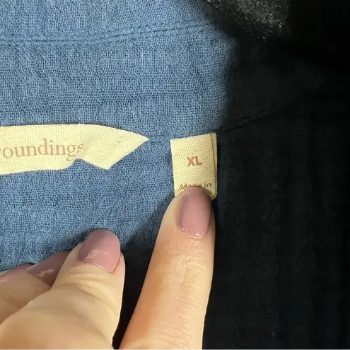 Soft Surroundings Blue Key Biscayne Muslin Cotton Popover Tunic Top