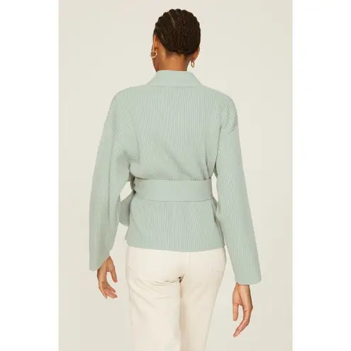 Marissa Webb Mint Green Blue Wool Ribbed Knit Cardigan Wrap Sweater Size Small